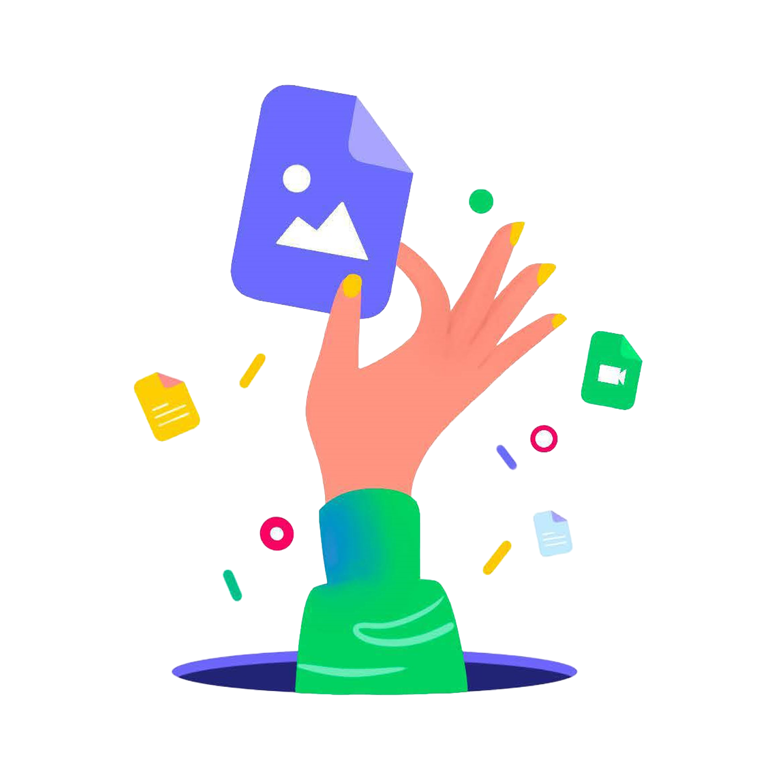 Empty state illustration — hand holding an image file